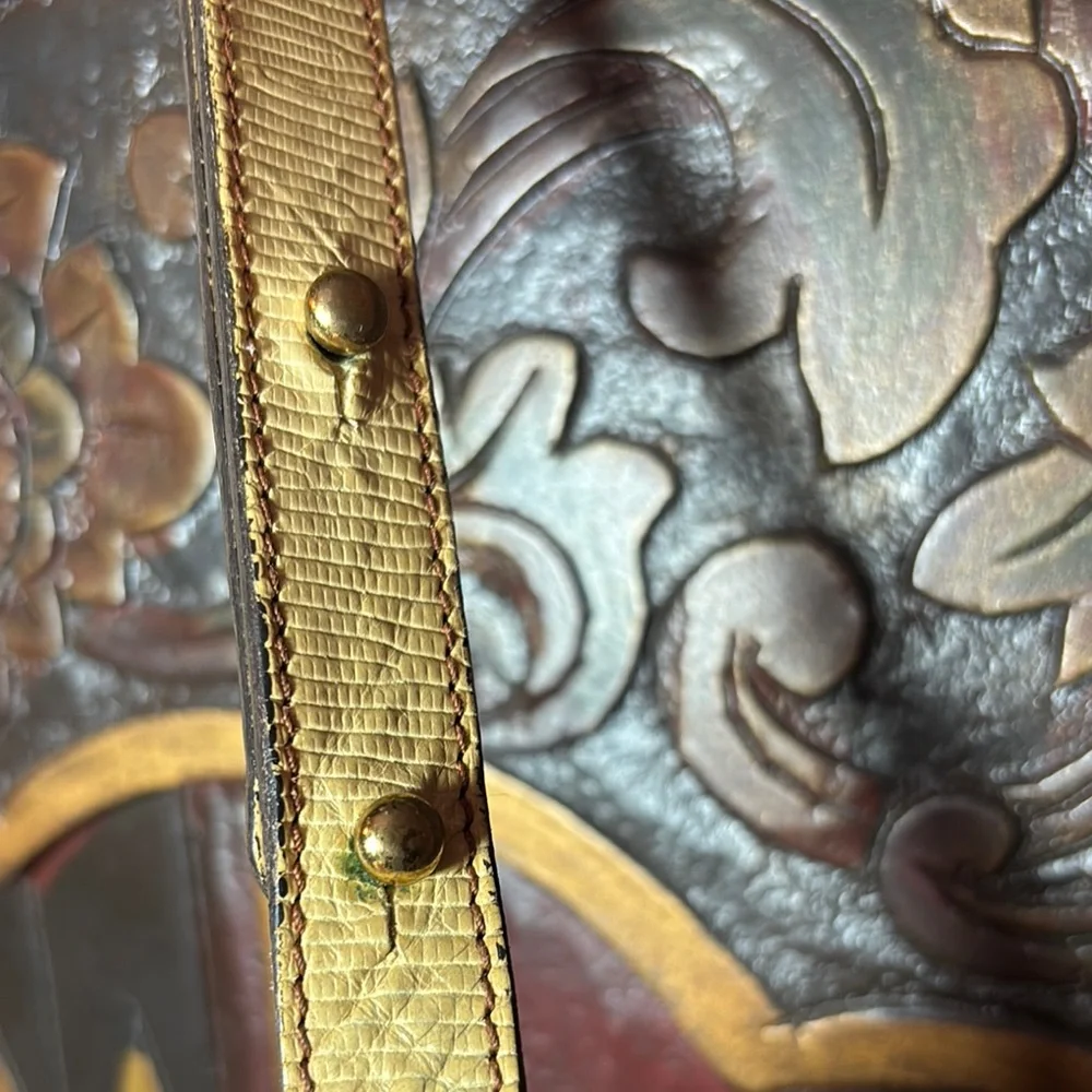 Brahmin Leather Bag Tricolor w Melbourne Croc Magnetic Snap Flap 10”x9.5”x3.5” - Picture 7 of 17